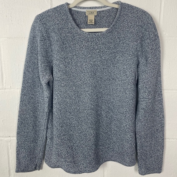 L.L. Bean Vintge Crewneck Sweater Blue Heather 100% Cotton Fisherman Coastal M - Picture 1 of 12